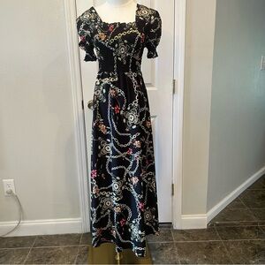 Elegant Black Floral Maxi Dress